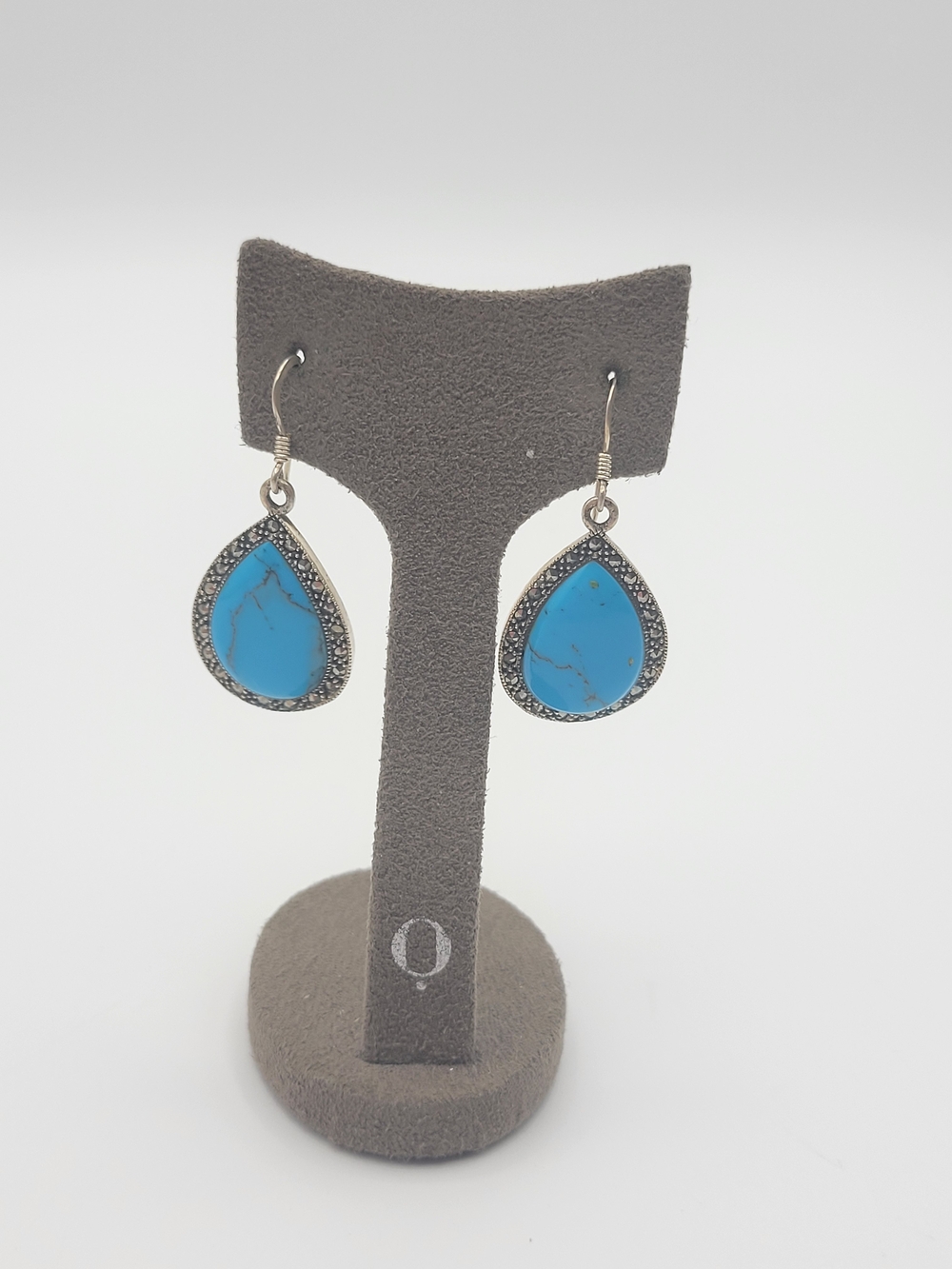 Sterling Silver Nickel Free Turquoise Dangle Tear drop Earrings - Picture 4 of 8